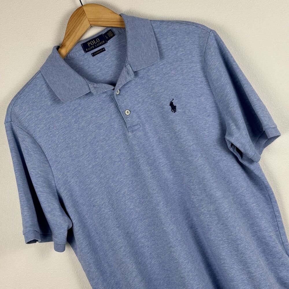 Polo Ralph Lauren Classic Fit Short Sleeve Polo Shirt Mens Large Blue Stretch